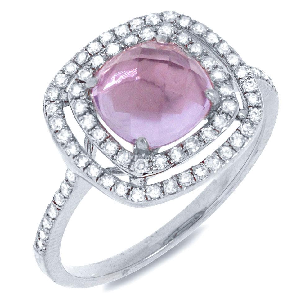 Diamond & 1.52ct Amethyst 14k White Gold Ring - 0.39ct