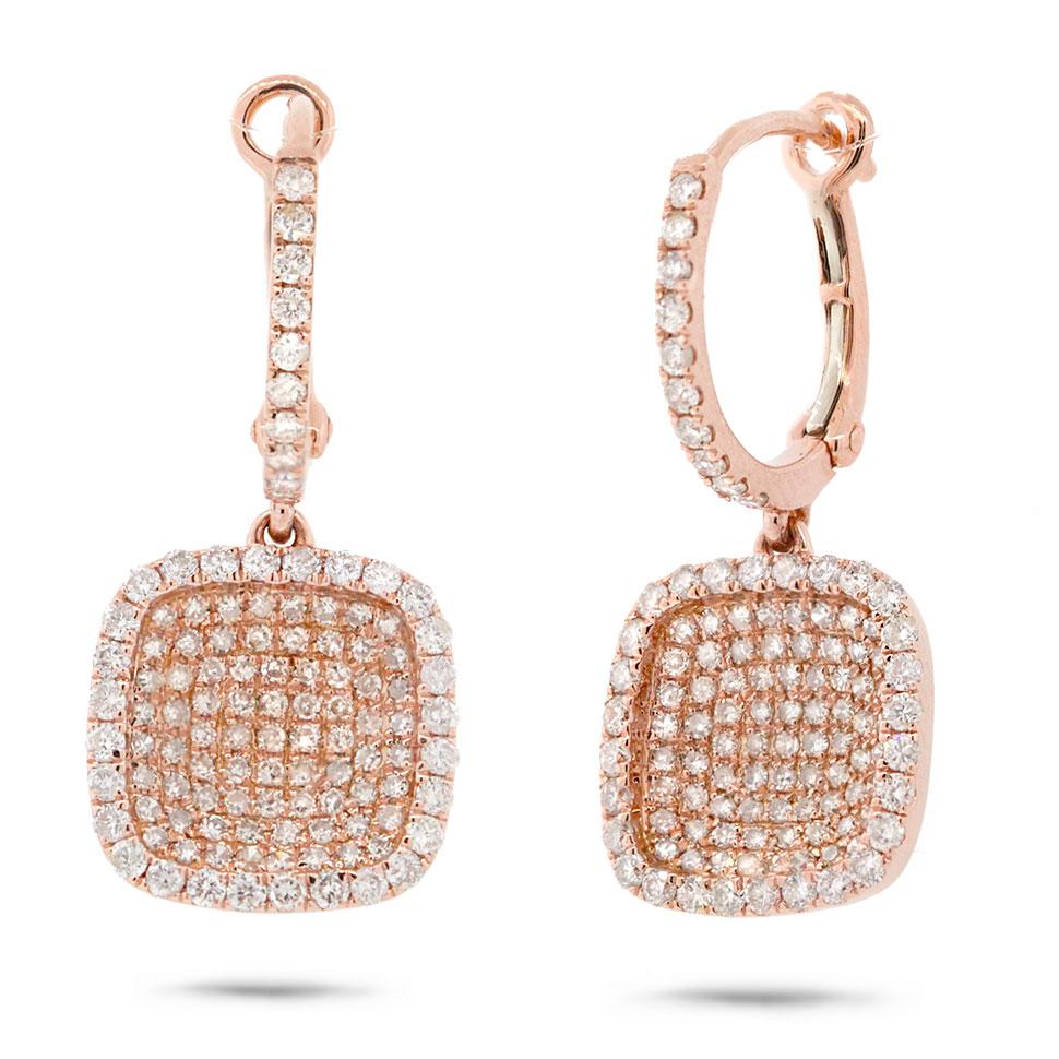 18k Rose Gold Diamond Pave Drop Earring - 1.00ct