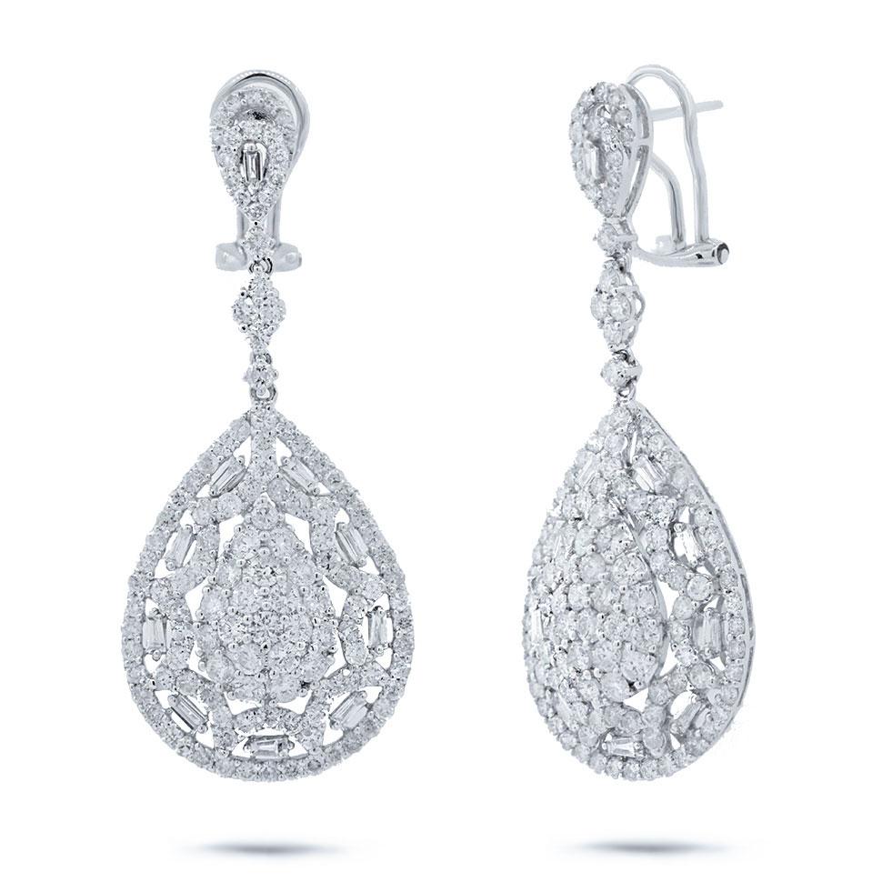 18k White Gold Diamond Earring - 5.33ct