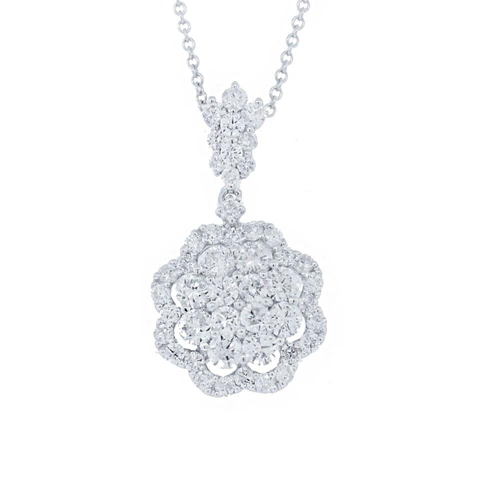 18k White Gold Diamond Pendant - 1.54ct