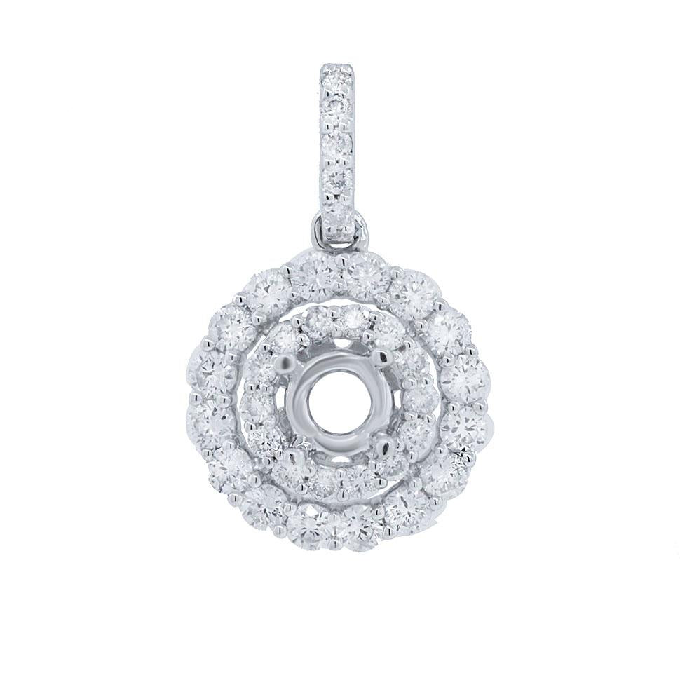 14k White Gold Diamond Semi-mount Pendant - 0.70ct