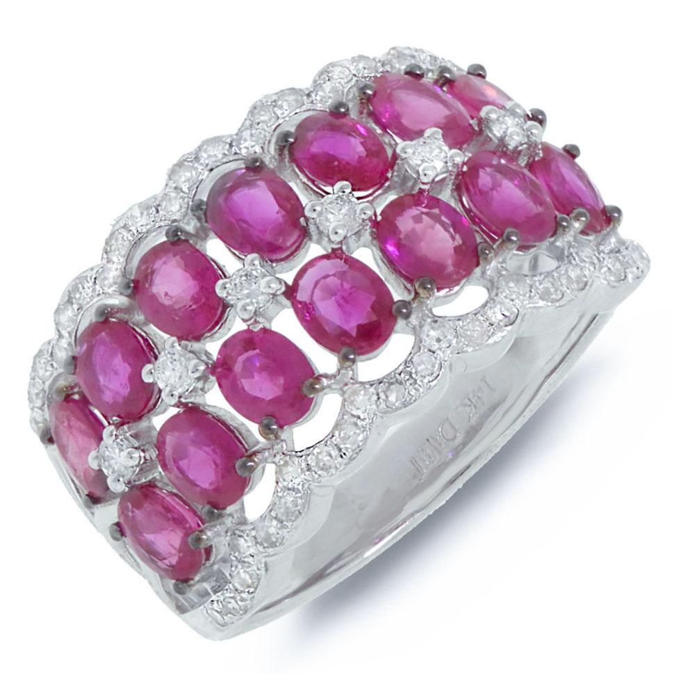 Diamond & 2.74ct Pink Sapphire 14k White Gold Ring - 0.40ct