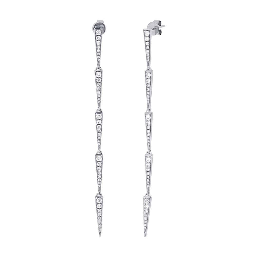 14k White Gold Diamond Triangle Earring - 0.83ct