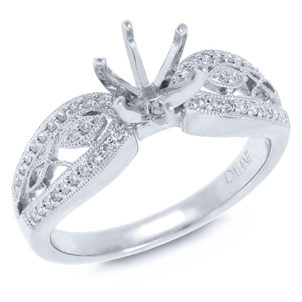 18k White Gold Diamond Semi-mount Ring - 0.22ct