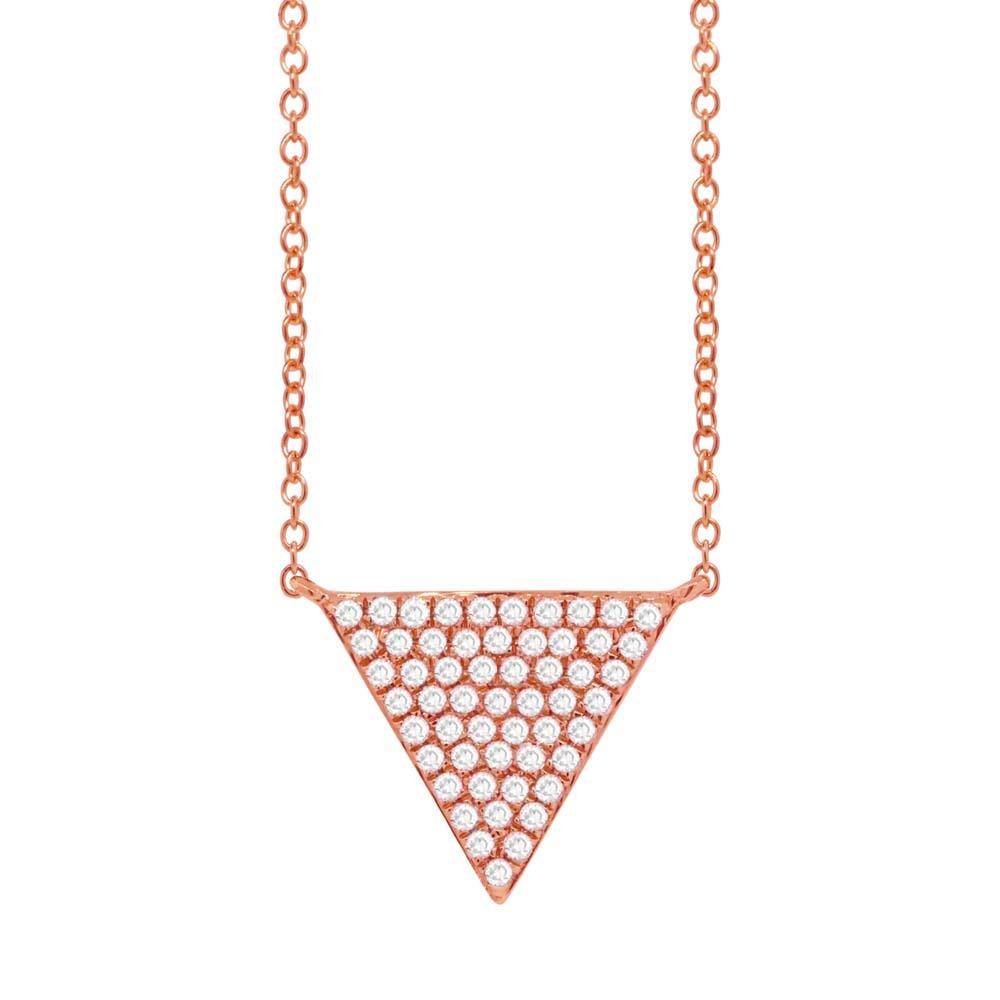 14k Rose Gold Diamond Pave Triangle Pendant - 0.17ct