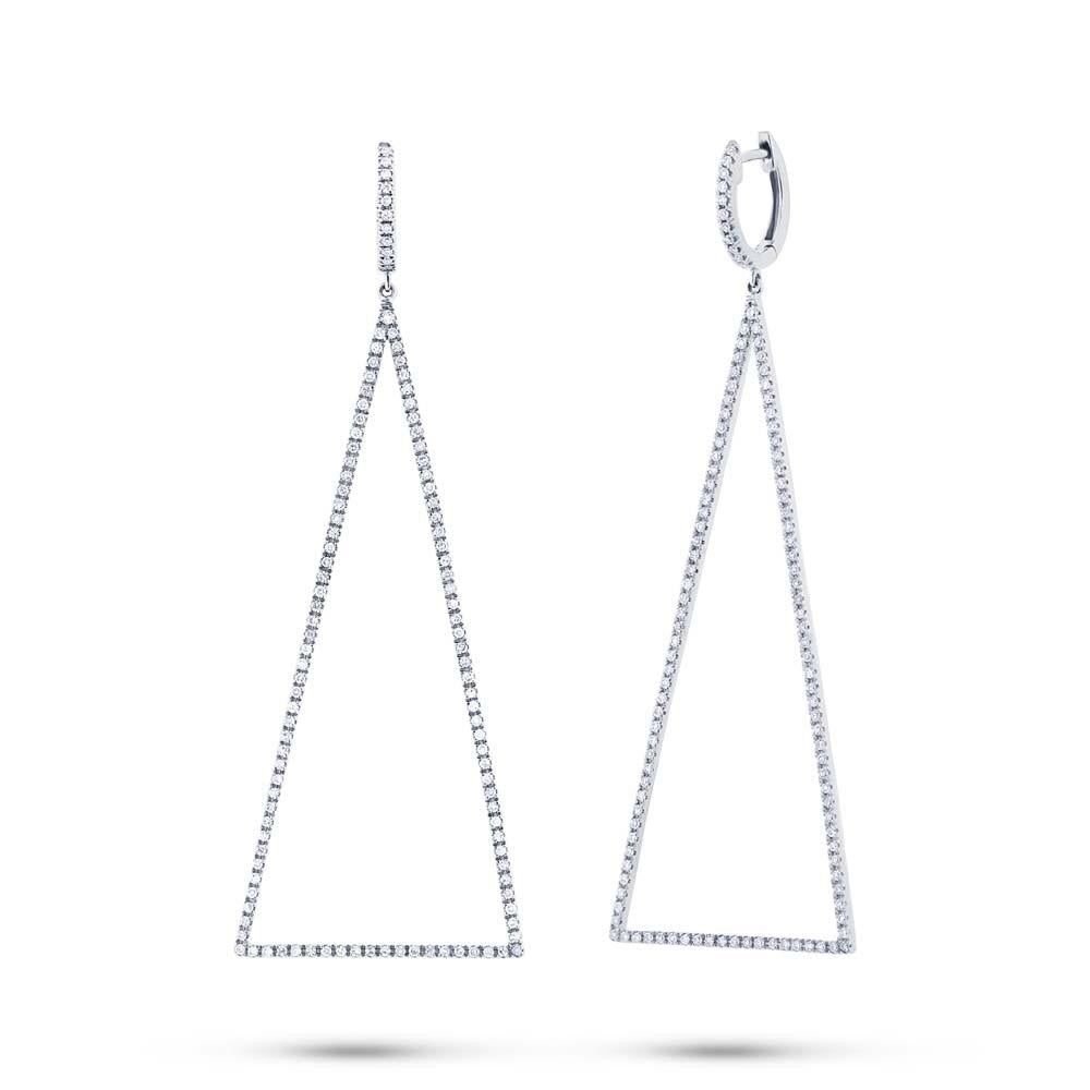 14k White Gold Diamond Triangle Earring - 0.81ct