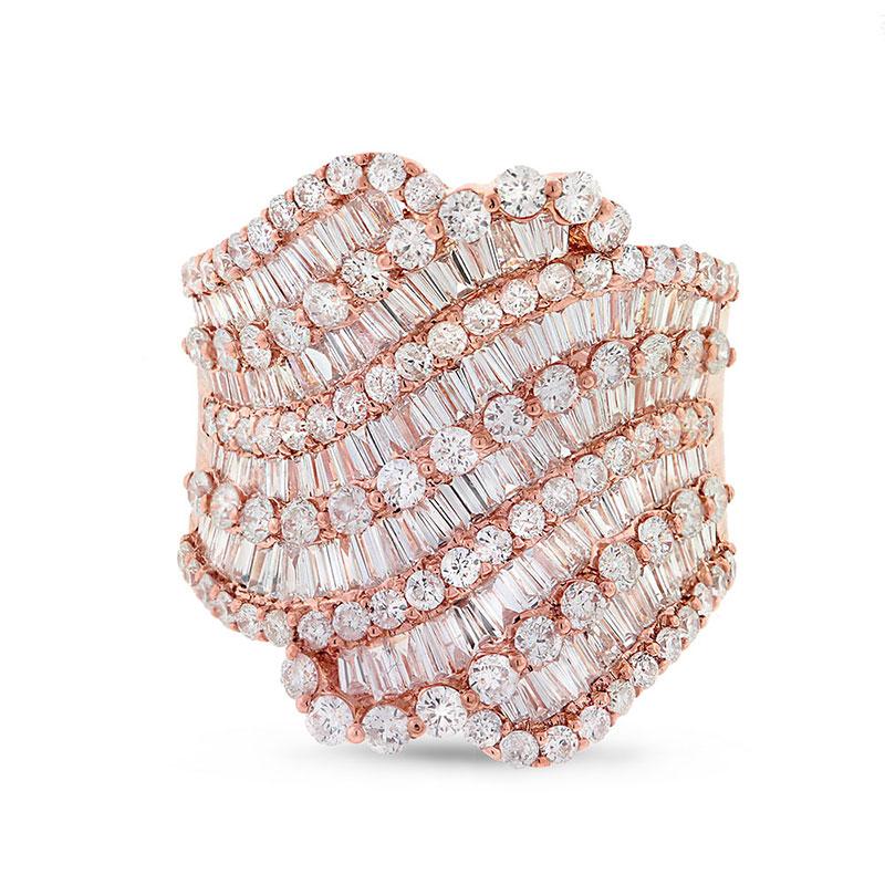 18k Rose Gold Diamond Baguette Lady's Ring - 4.10ct