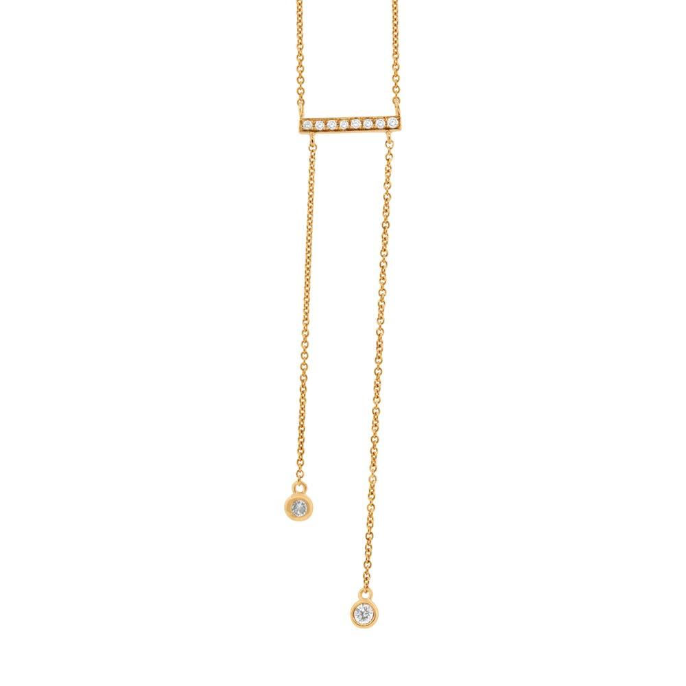 14k Yellow Gold Diamond Bar Lariat Necklace