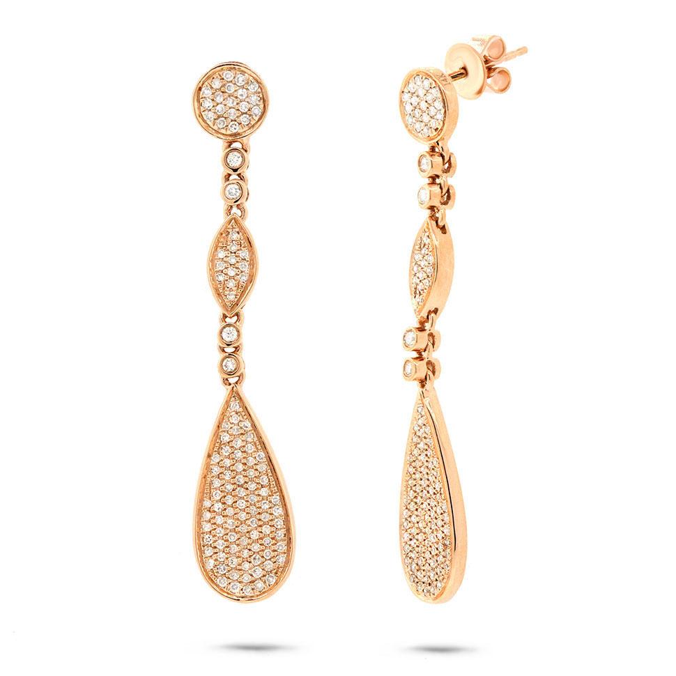 14k Yellow Gold Diamond Pave Earring - 0.60ct