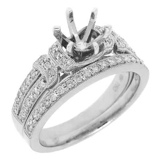 18k White Gold Diamond Semi-mount Ring 2-pc - 0.45ct