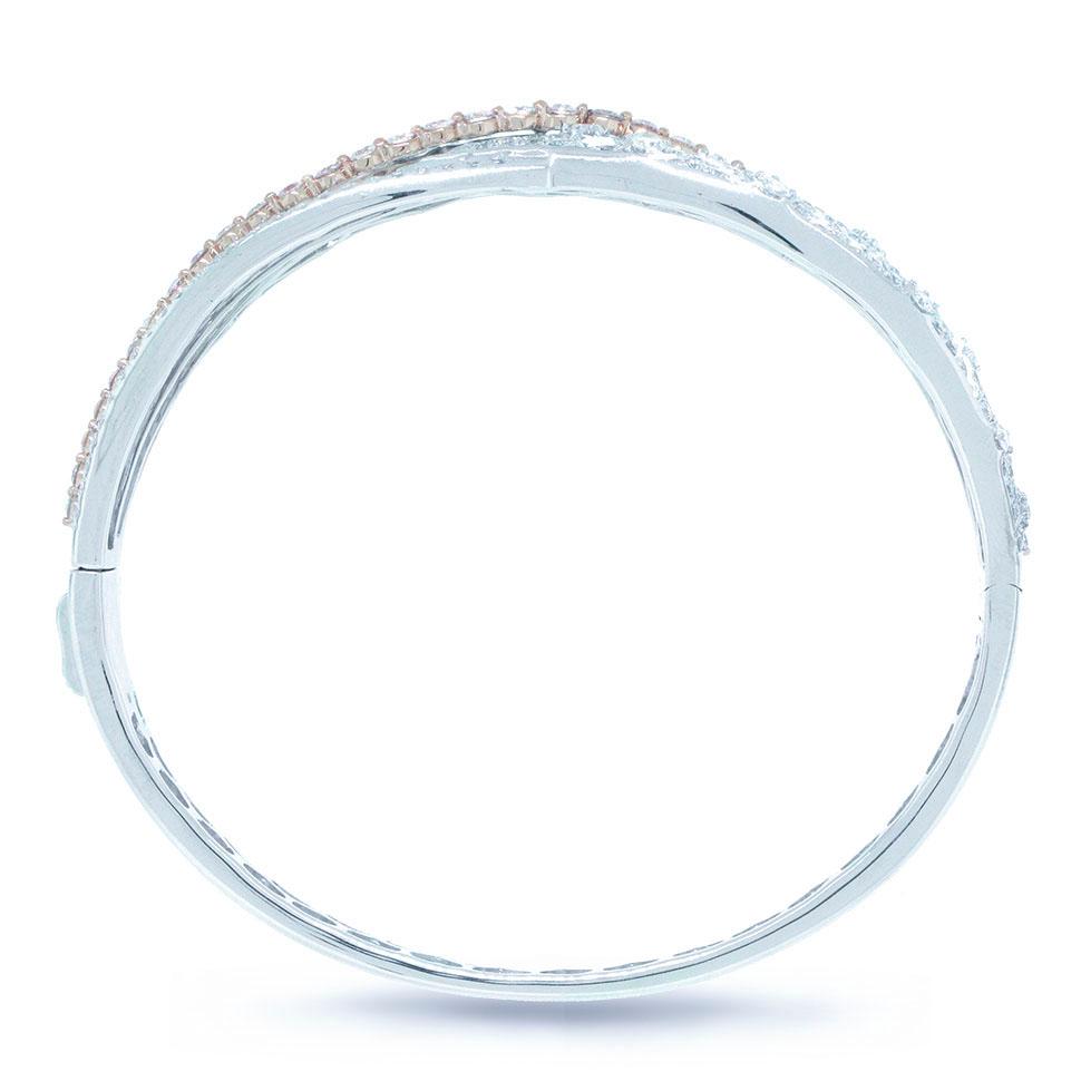 18k Two-tone Rose Gold Diamond Bridge Bangle - 5.14ct