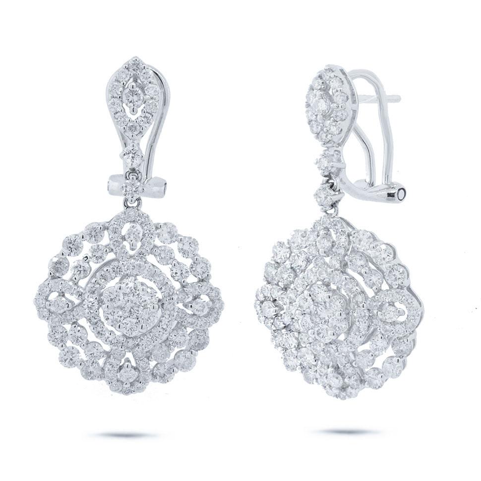 18k White Gold Diamond Earring - 3.67ct