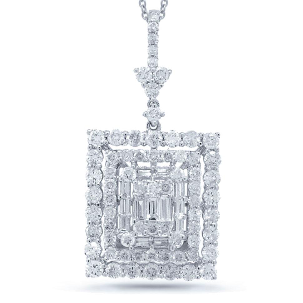 18k White Gold Diamond Pendant - 1.93ct