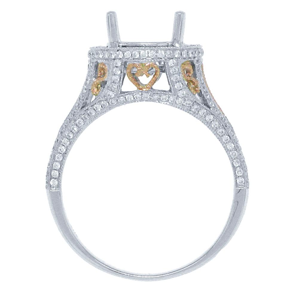 18k Two-tone Rose Gold Diamond Semi-mount Ring - 0.43ct