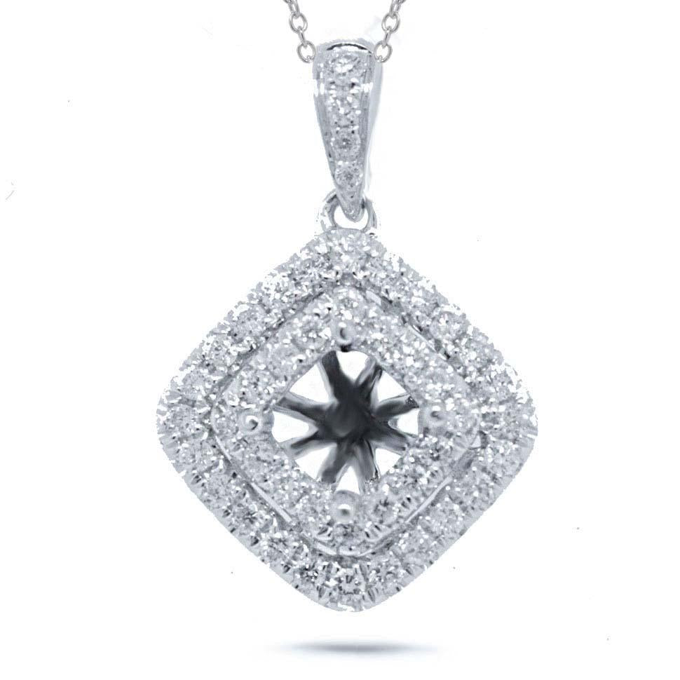 14k White Gold Diamond Semi-mount Pendant - 0.25ct