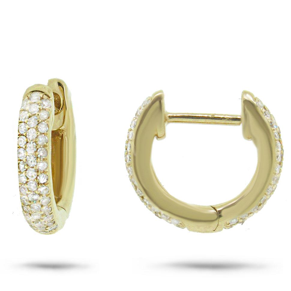 14k Yellow Gold Diamond Huggie Earring