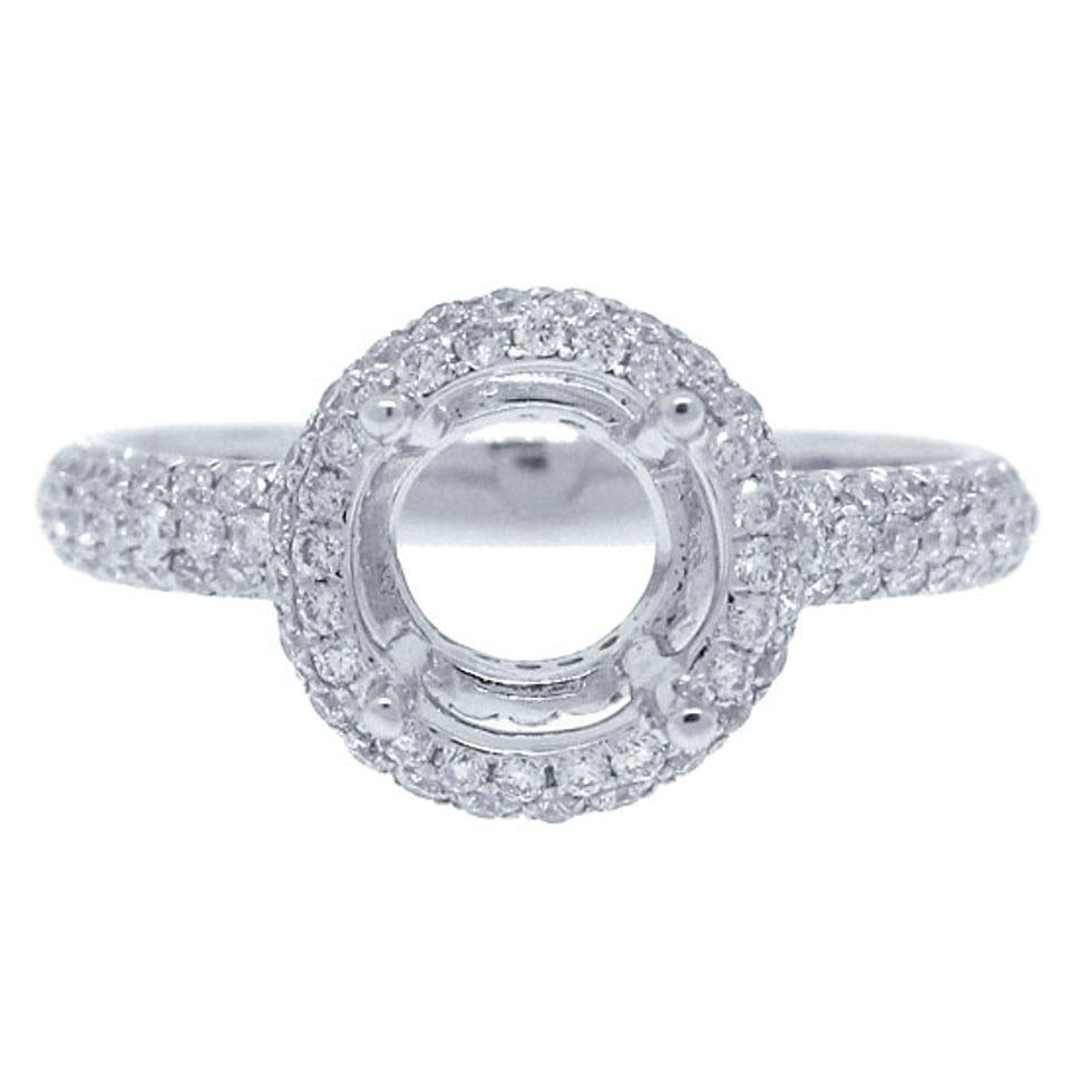 18k White Gold Diamond Semi-mount Ring - 1.01ct