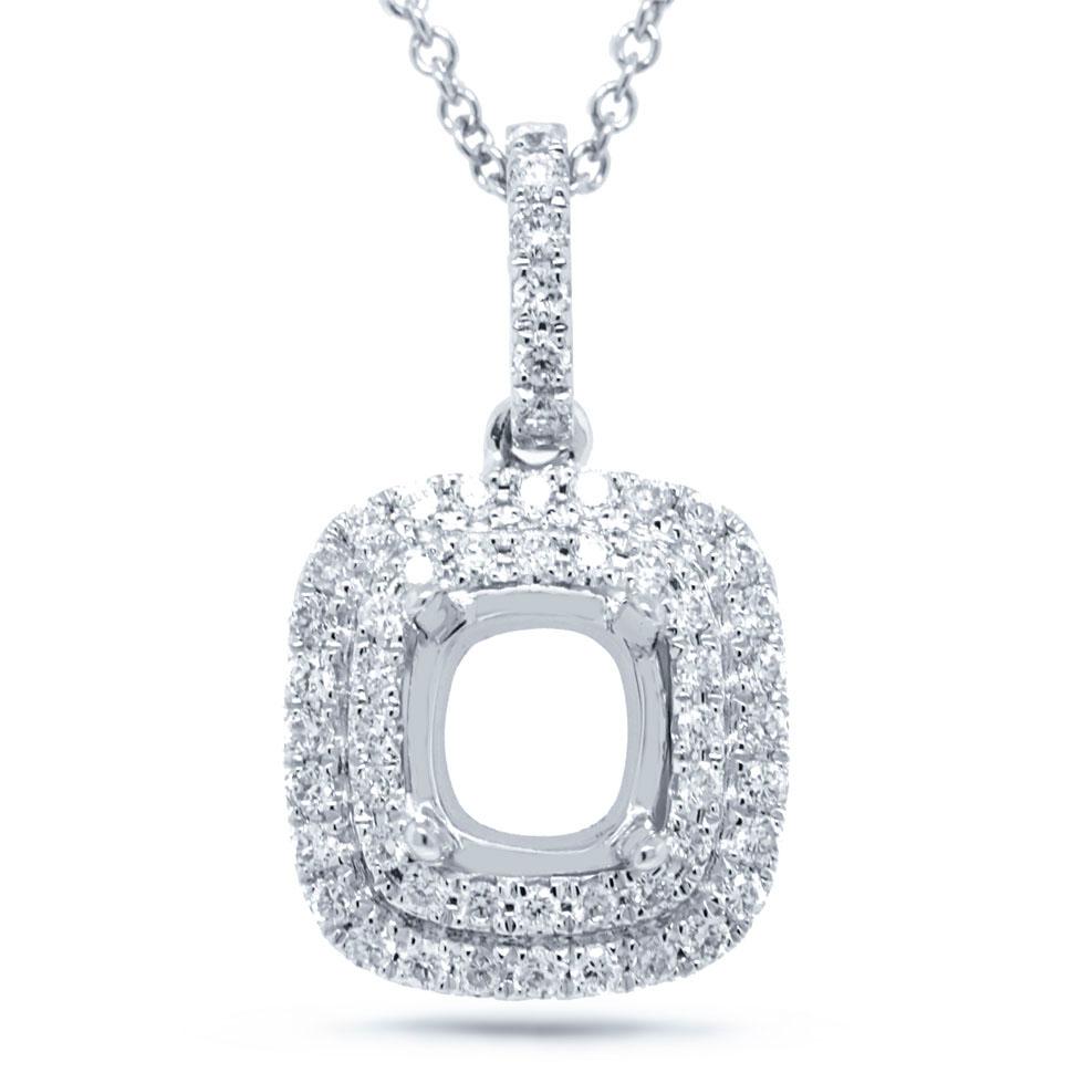14k White Gold Diamond Semi-mount Pendant - 0.28ct