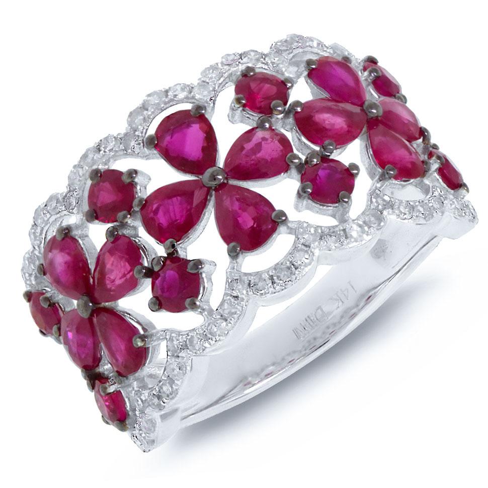 Diamond & 2.94ct Pink Sapphire 14k White Gold Ring - 0.36ct