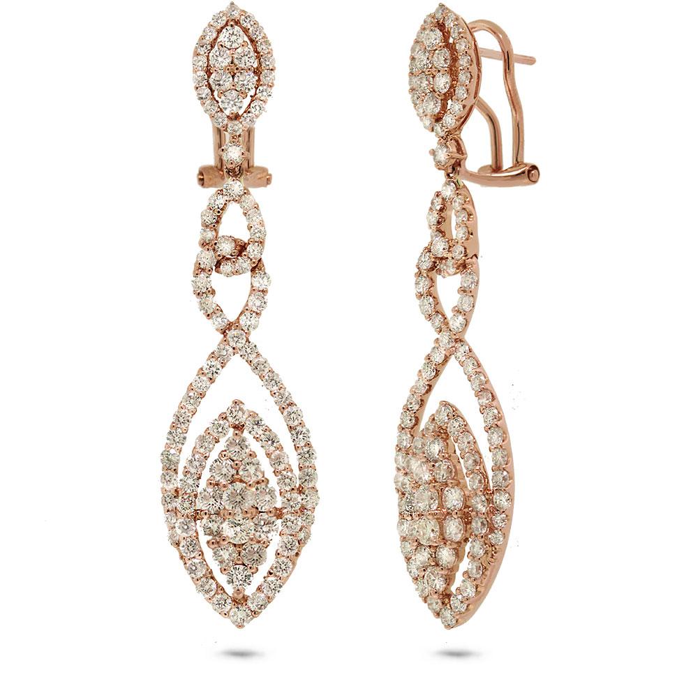 18k Rose Gold Diamond Earring - 4.43ct