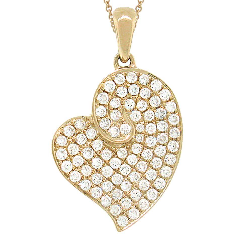 14k Yellow Gold Diamond Heart Pendant - 0.42ct
