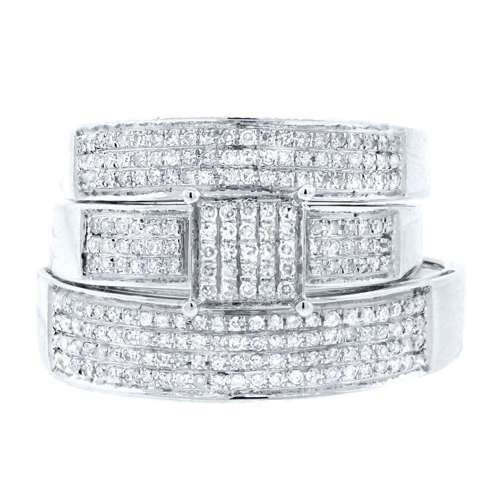 14k White Gold Diamond Trio Set Pave - 0.58ct