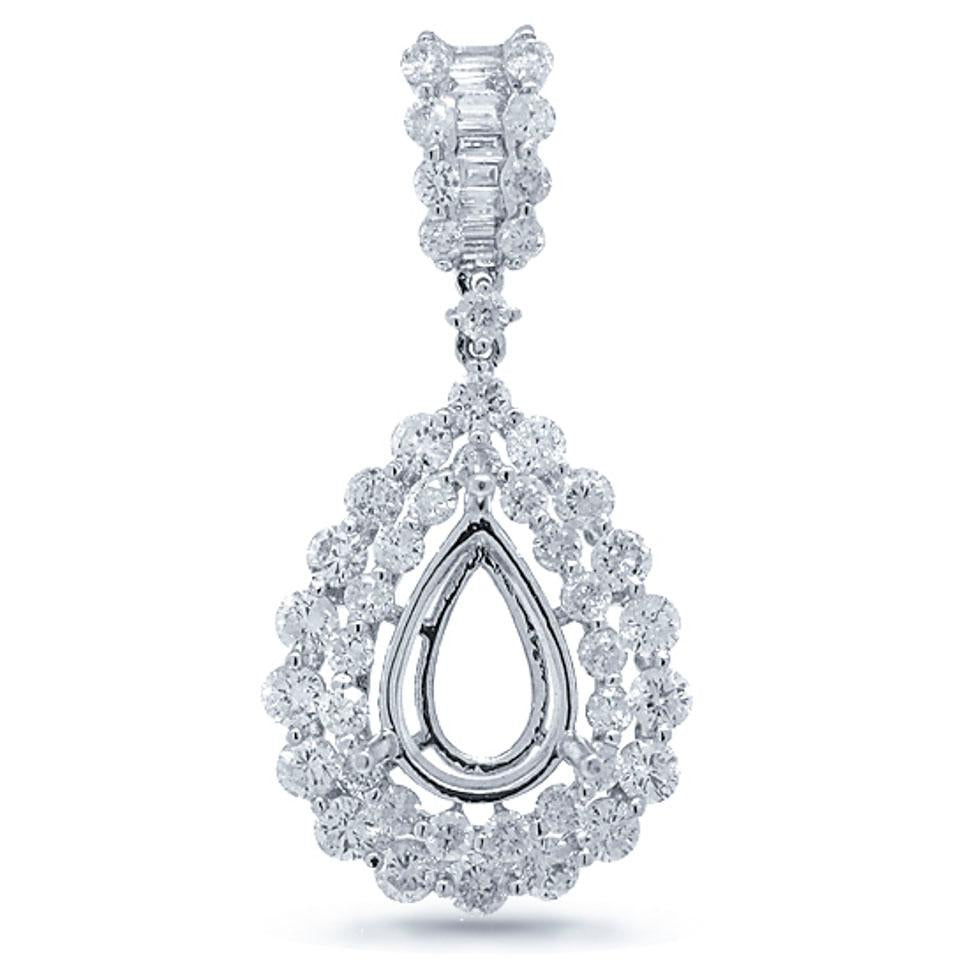 18k White Gold Diamond Semi-mount Pendant - 2.07ct