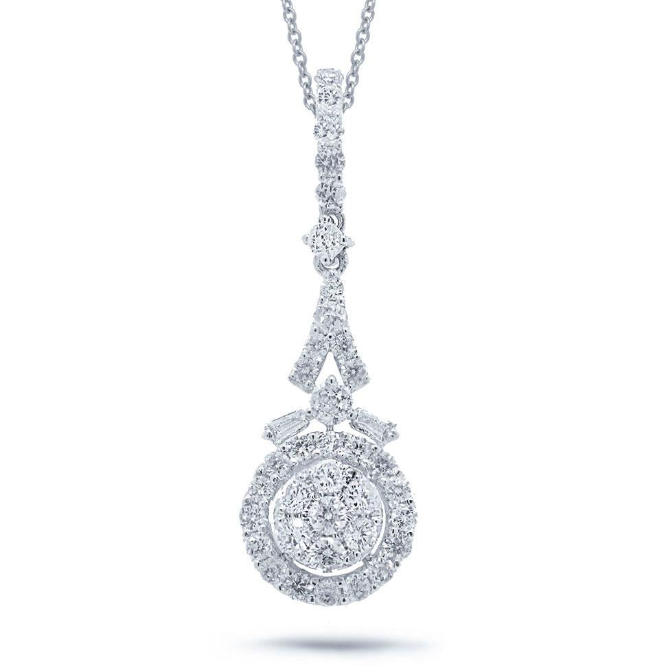 18k White Gold Diamond Pendant - 0.88ct