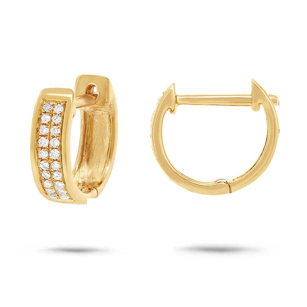 14k Yellow Gold Diamond Huggie Earring