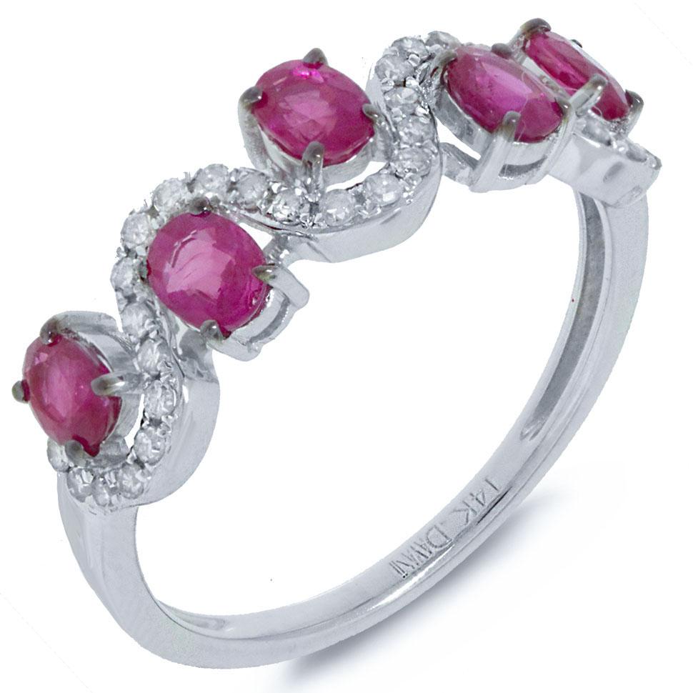 Diamond & 1.13ct Pink Sapphire 14k White Gold Ring - 0.20ct