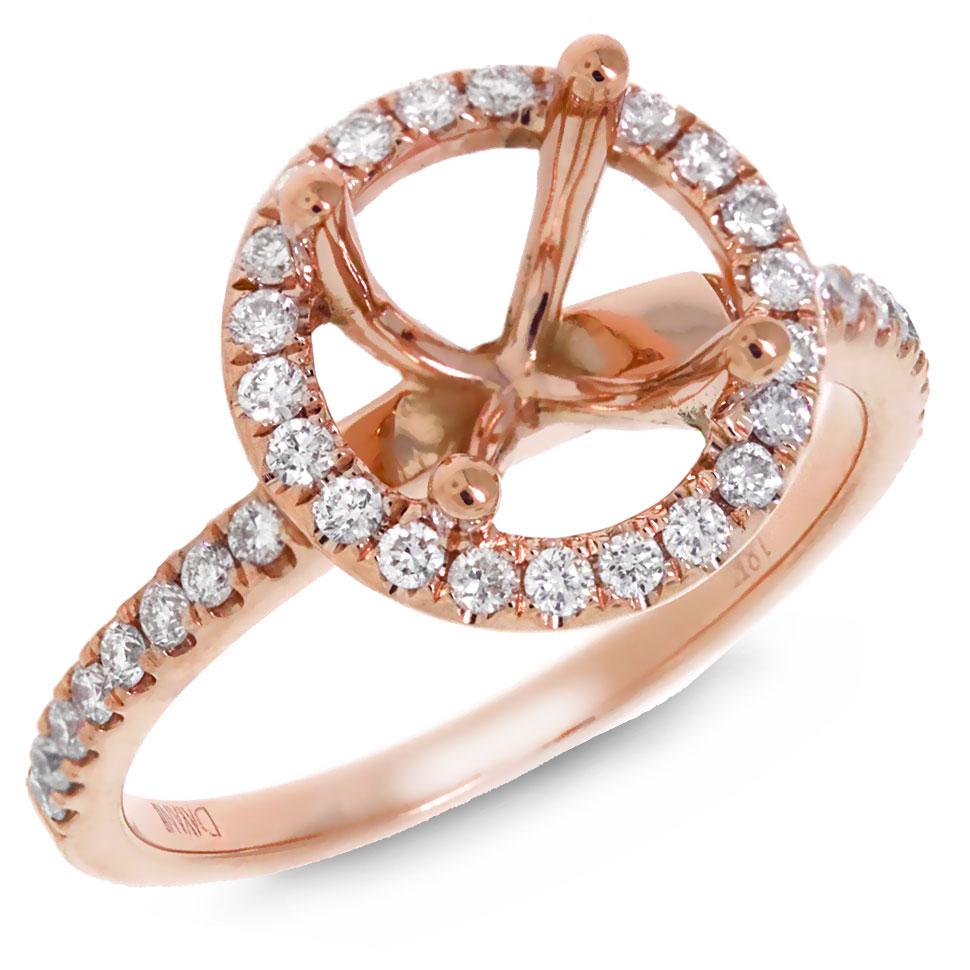 18k Rose Gold Diamond Semi-mount Ring - 0.39ct