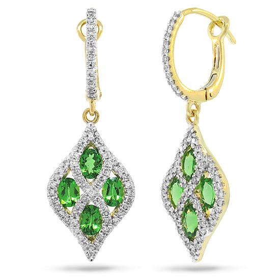 Diamond & 1.36ct Green Garnet 14k Two-tone Gold - 0.49ct