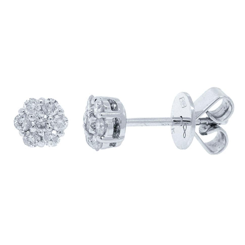 18k White Gold Diamond Cluster Stud Earring - 0.33ct