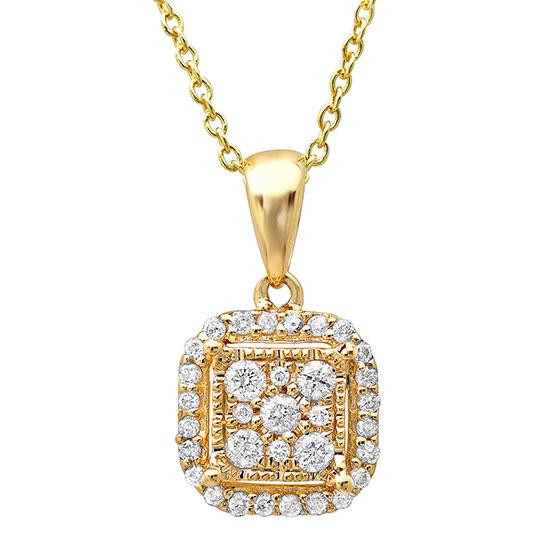 14k Yellow Gold Diamond Pendant - 0.21ct