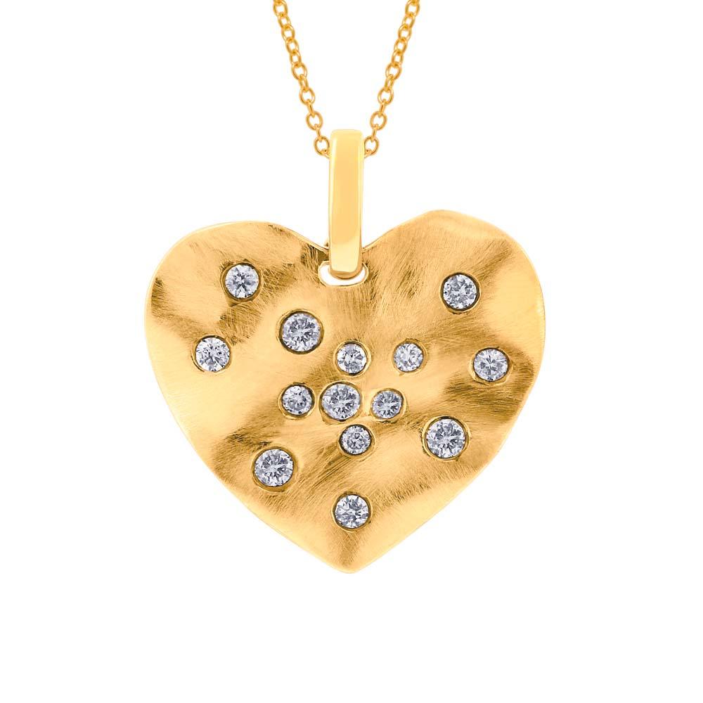 14k Yellow Gold Diamond Heart Pendant - 0.22ct