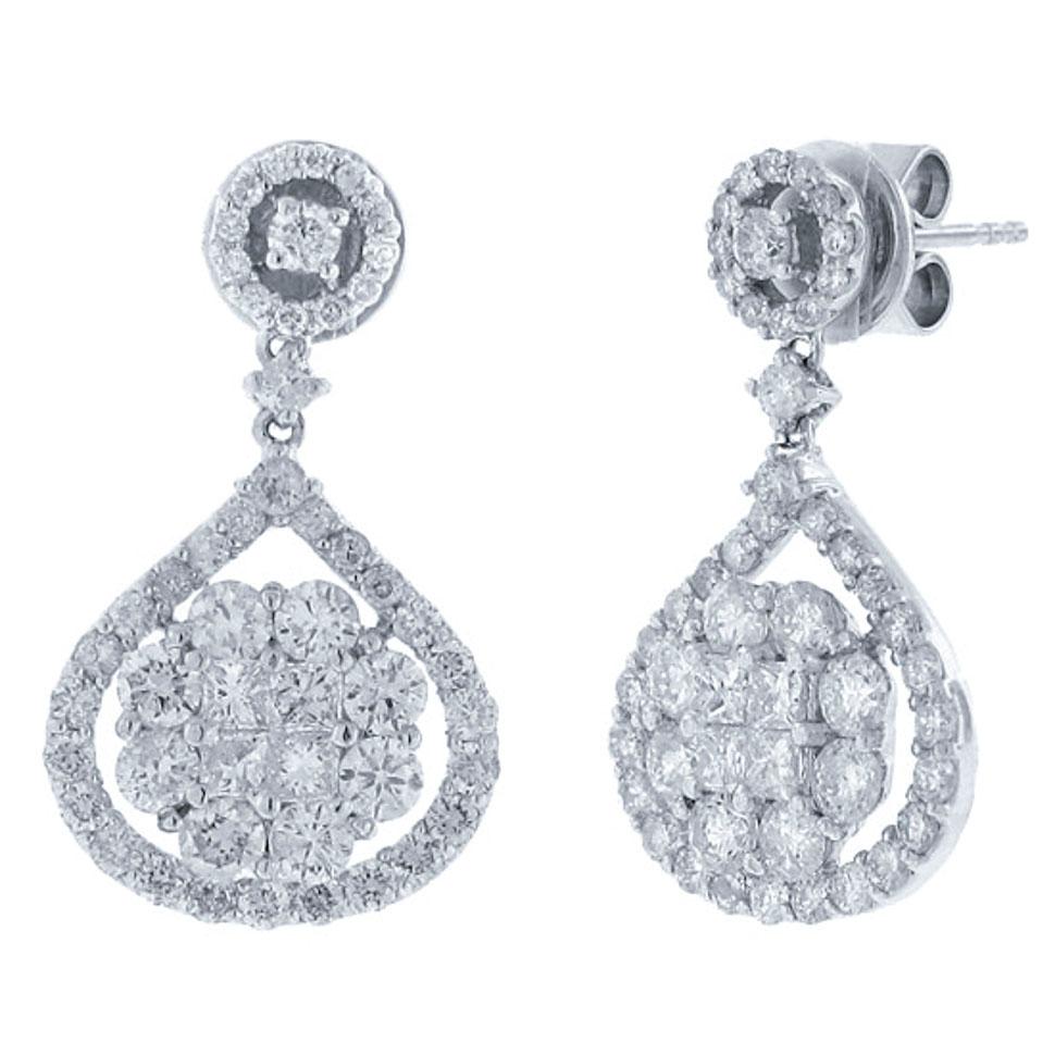 18k White Gold Diamond Earring - 2.88ct