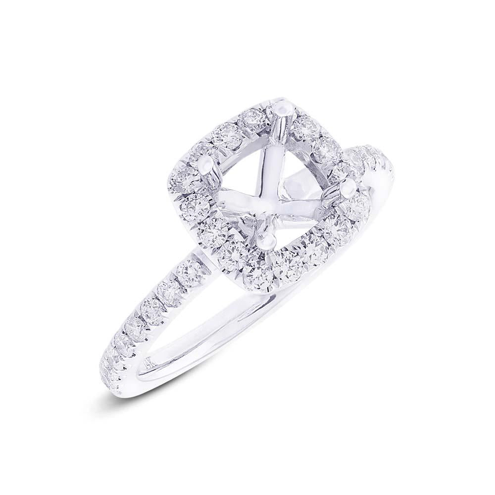 14k White Gold Diamond Semi-mount Ring for 5.5x5.5mm Center - 0.61ct