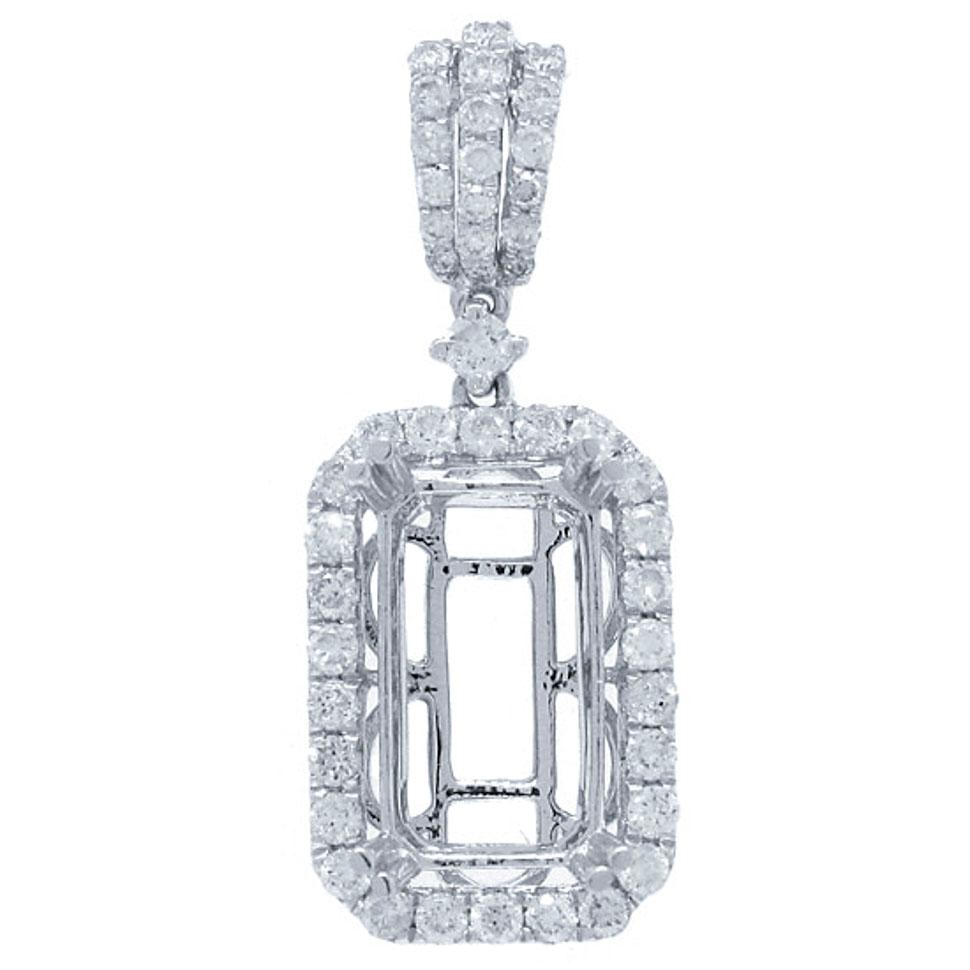18k White Gold Diamond Semi-mount Pendant - 0.92ct