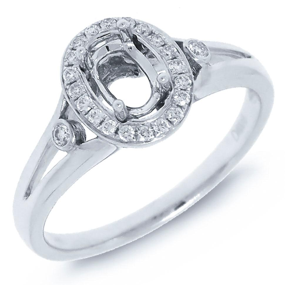14k White Gold Diamond Semi-mount Ring - 0.12ct