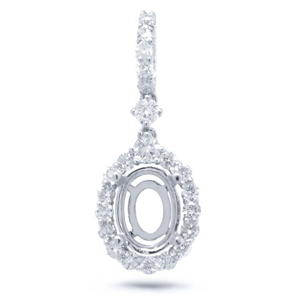 18k White Gold Diamond Semi-mount Pendant - 0.52ct