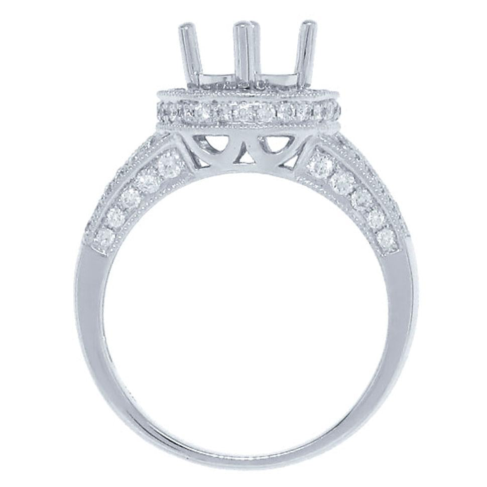 14k White Gold Diamond Semi-mount Ring - 0.76ct
