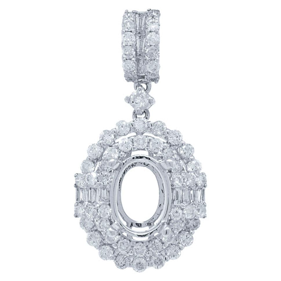 18k White Gold Diamond Semi-mount Pendant - 0.74ct