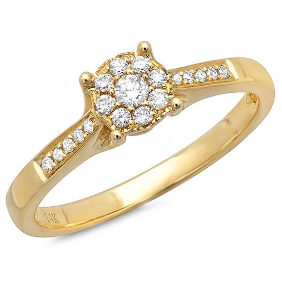 14k Yellow Gold Diamond Lady's Ring - 0.17ct