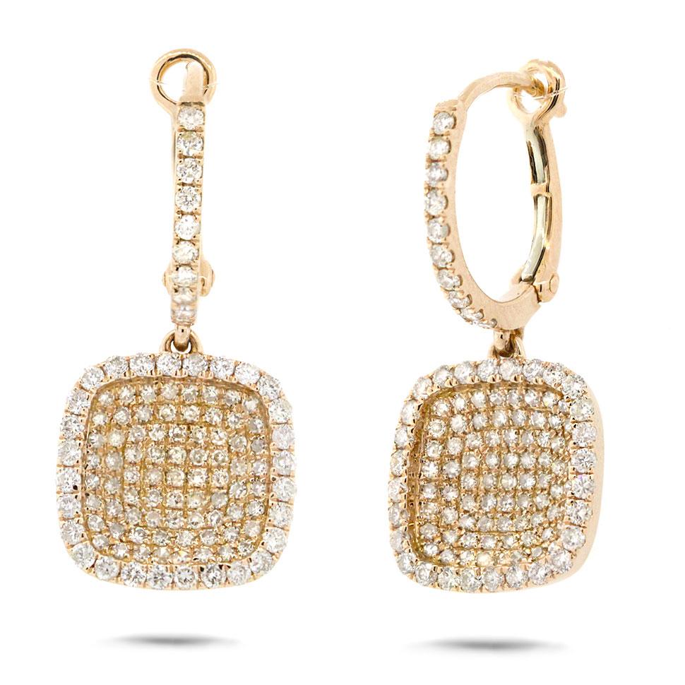 14k Yellow Gold Diamond Pave Earring - 1.00ct