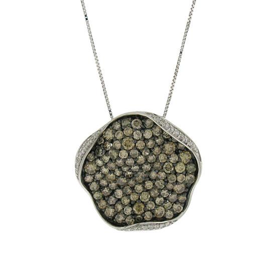 14k White Gold White & Champagne Diamond Pendant - 2.14ct