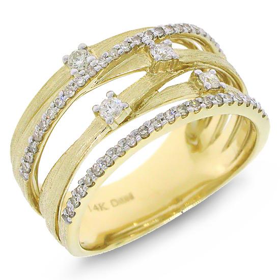 14k Yellow Gold Diamond Bridge Ring - 0.40ct
