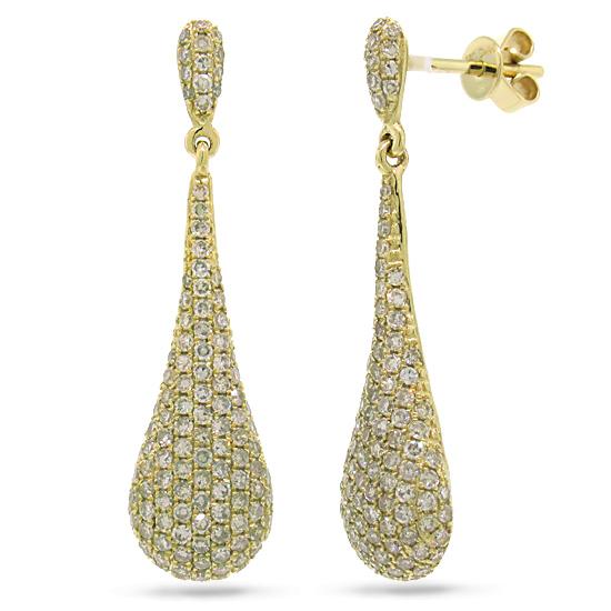14k Yellow Gold Diamond Pave Earring - 1.51ct