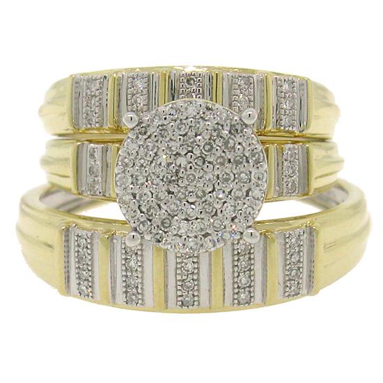 14k White Gold Diamond Trio Set Pave - 0.31ct