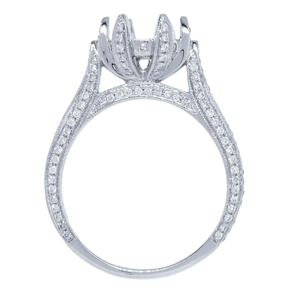 14k White Gold Diamond Semi-mount Ring - 0.48ct