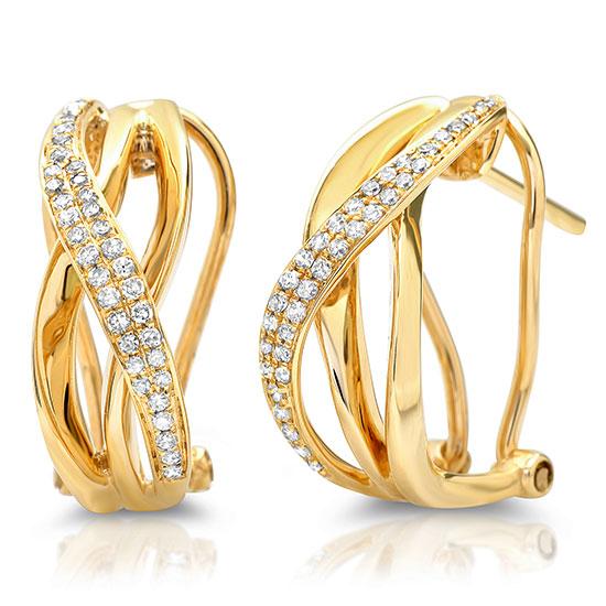 14k Yellow Gold Diamond Bridge Earring - 0.27ct